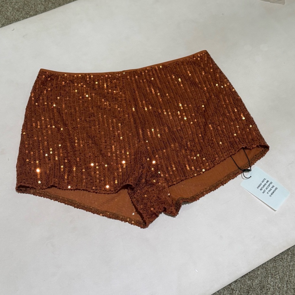 Superdown Rust Sequin Shorts